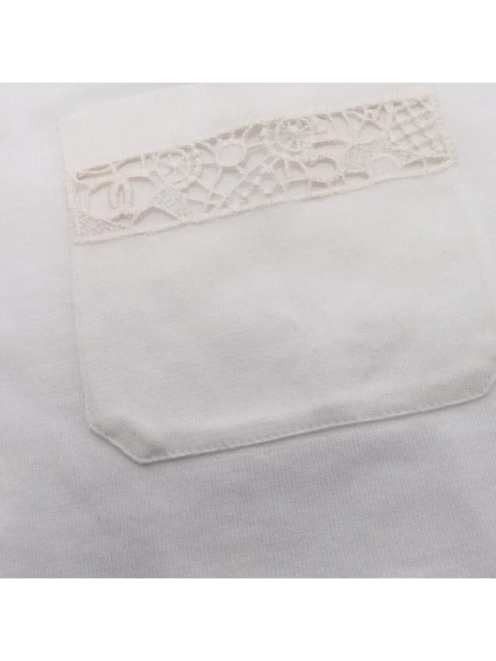 Chanel Short Sleeve T-Shirt Lace Logo Cotton